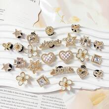 24pcs Gold Star Shoe Decorations, Gold Series Shoe Accessories, Rhinestone Shoe Decor Set, Shoe Flowers, Shoe Decorations, Fashionable DIY Shoe Accessories, Suitable As Holiday Gifts - Gold - View 5