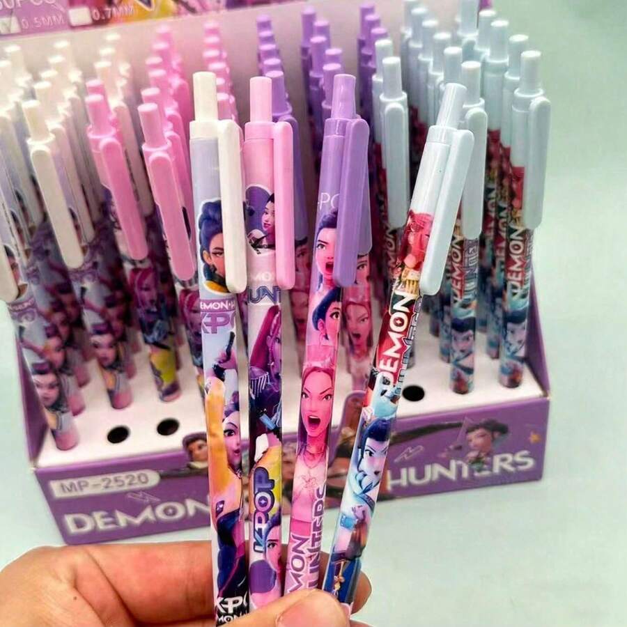 1set/4pcs Witch Hunter Team 0.5 Brush High Beauty Ins Cute Cartoon Student Specific Writing Thick, New Year's Gift, Valentine's Day Gift, Easter Gift - Multicolor - View 1
