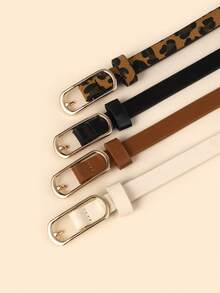 4件套女士纯色合金扣细腰带套装，可调节，简约时尚，适合休闲、办公、通勤等场合，完美搭配牛仔裤、裙子，四季皆宜——是圣诞节、情人节、生日、周年纪念日的理想礼物。 - 彩色 - 查看 2