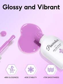 PEACECOLOR 1瓶10ml紫色系列凝胶指甲油，玻璃瓶装薰衣草色半永久UV/LED固化闪粉指甲油，适合初学者DIY居家使用，女士美甲沙龙礼品 - 彩色 - 查看 4