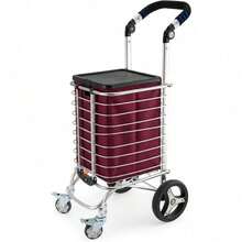 Folding Shopping Cart With Two In One Design, No Need To Disassemble, Saves Space, Foldable With Wheels, Suitable For Groceries And Travel - Variant1 - View 2