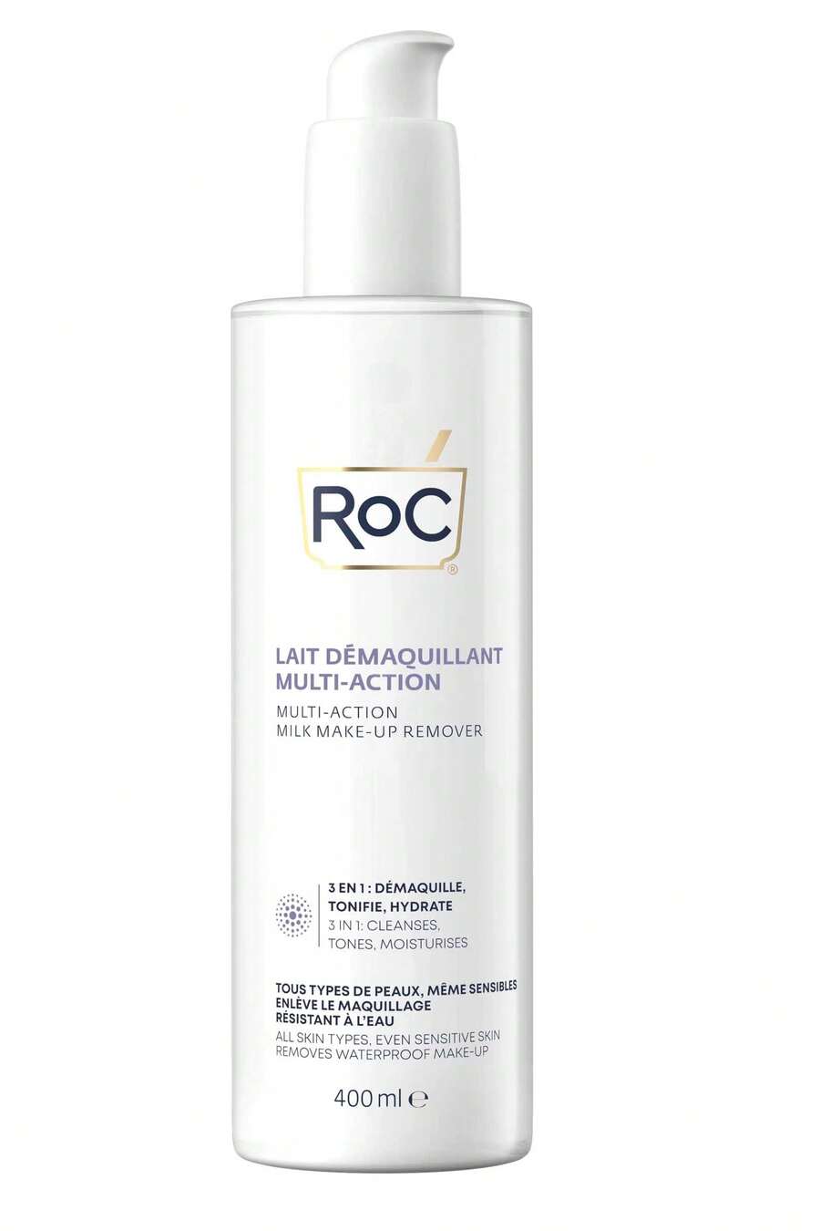 RoC Multi Action Make Up Remover Milk 3in1 400ml All Skin Types Waterproof Makeup - Clear - View 1