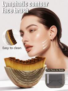 1pc Lymphatic Drainage Facial Brush - Dry Brushing Massager For Face Shaping And Jawline Sculpting - Ergonomic Design Precisely Fits Skin And Relieves Fatigue - Brown - View 1