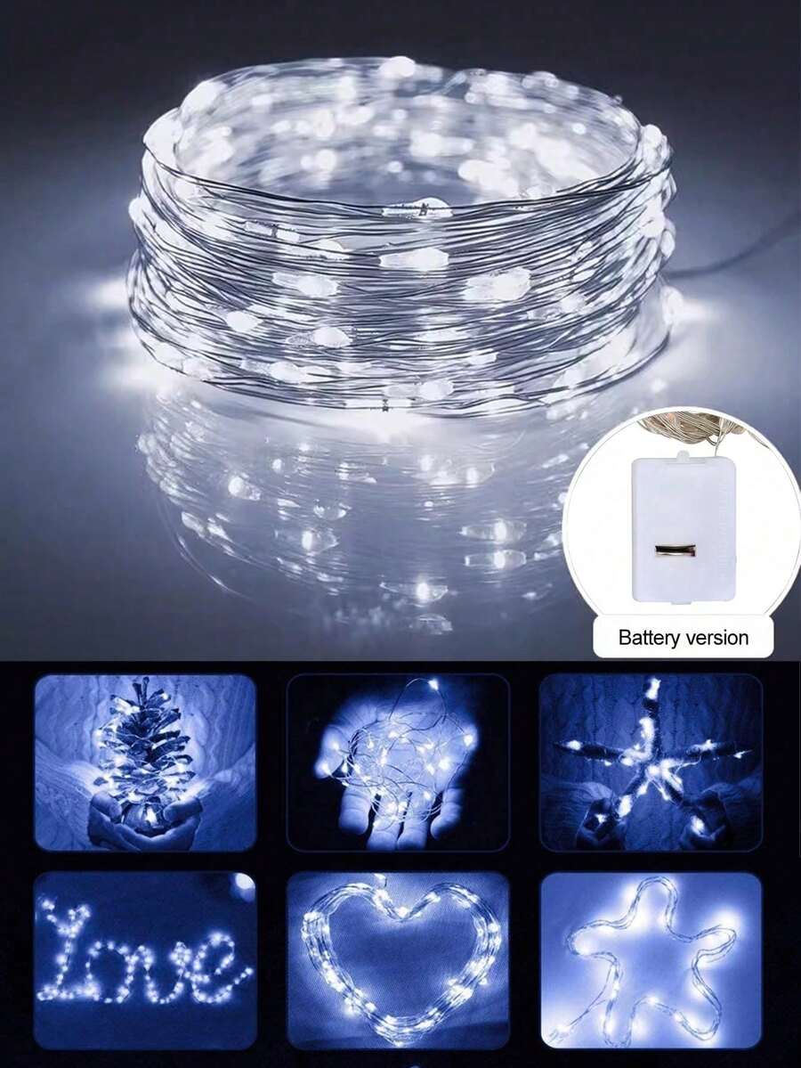 Dây đèn LED trang trí dài 1m/3m/5m, dùng pin, thích hợp cho đám cưới, tiệc tùng, phòng ngủ, trang trí bó hoa, trang trí ngoài trời, chiếu sáng tạo không khí, trang trí Giáng sinh và Ngày của Mẹ.