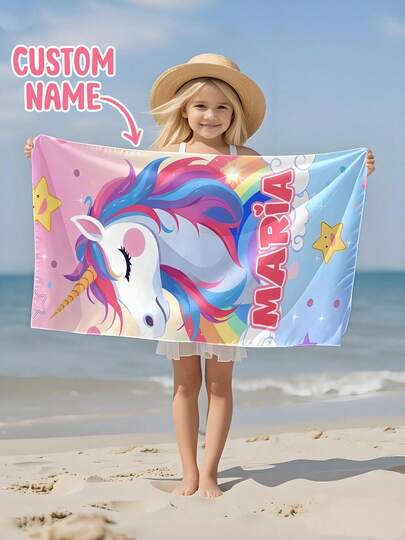A Personalized Children's Beach Towel, A Perfect Summer Birthday Gift, Suitable For All Kinds Of Summer Occasions. Customize Beach Towels And Accessories For The Beach, Pool, Travel, Camping, Yoga, And More.