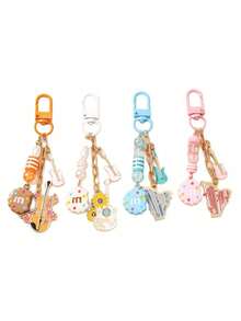 新款串珠饼干、吉他、小提琴、竖琴造型钥匙扣、包包挂饰 - 彩色 - 查看 4