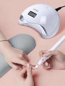 五合一UV美甲灯，快速干甲胶固化灯，电动美甲钻，迷你磨甲器（含5个钻头、6个磨头和6个砂圈），美甲笔卸甲器，亚克力凝胶美甲钻，美甲抛光机，美甲刀，适合家庭或美甲沙龙使用 - 白色 - 查看 9