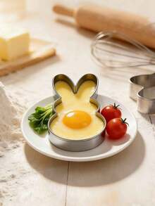 1pc Stainless Steel Happy Rabbit Cookie Cutter, Cartoon Rabbit Egg Cake Mold, Fondant Baking Tool - View 4