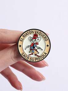 1 pieza Alfileres de esmalte con canciones mexicanas españolas, ratón vaquero con pistola, broche, insignia para solapa, bolsos, regalo - Multicolor - Ver 9