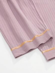 1 Set Women Short Sleeve Pajamas & Shorts, Soft & Comfortable Loungewear - Lilac Purple - View 8
