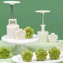 4 Sets Of Chrysanthemum-Shaped Mooncake Molds, Non-Stick Cartoon Green Bean Ice Cream Molds, Handcrafted Baking Tools. - View 2