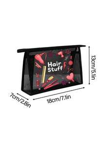 网眼化妆包，饰有发饰图案，多功能化妆包，可收纳发夹、发带、红色气垫，便携式收纳包，化妆包，护肤品包，旅行必备，宿舍用品，浴室收纳，珠宝收纳，唇彩和化妆品收纳包，学习用品包，化妆包，节日必备，化妆品收纳，婚礼新娘礼物，母亲节礼物，生日礼物，送给朋友和老师的礼物，化妆品收纳整理包，洗漱包，化妆品收纳袋，化妆包，洗漱旅行包，度假必备，女性旅行礼物 - 彩色 - 查看 10