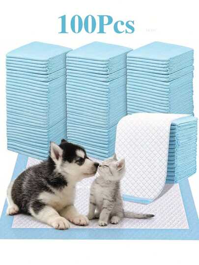 100 piezas/Paquete Almohadillas desechables de alta absorción para mascotas, tamaños múltiples de 60*90/60*60/60*45/33*45cm, diseño a prueba de fugas y de secado rápido, pañales para control de olores de mascotas para entrenamiento de baño
