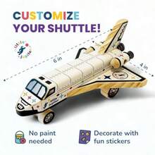 DIY Build Your Own Space Shuttle Toy Model - Wooden Kit W/Stickers - Wood Building Kit For Boys Girls - Toy Spaceship Stem Toys For Ages 4-10 - Wood Crafts For - STEM Woodworking Kits - SpaceShuttle - View 3