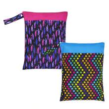 Baby Cloth Diaper Wet/Dry Bags, 2 Packs With Two Zippered Pockets, Waterproof, Washable, Reusable, Great For Travel, Beach, Pool, Gym, Swimsuit Or Wet Wear - Multicolor - View 17