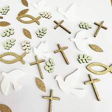 76件/82件洗礼派对悬挂装饰彩带，闪光十字星天花板彩带，适用于初领圣餐 - 多色 - 查看 3