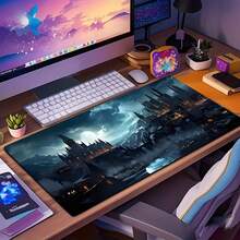 1pc Dark Castle Super Cool Large Gaming Mouse Pad, Thick Desk Mat, Non-Slip Rubber Material Mouse Pad, Great Gift For Friends - Dark Night Castle - View 4
