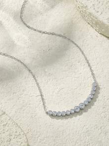 Dây chuyền bạc 925 đính đá Moissanite, mặt dây chuyền tối giản không gây dị ứng, món quà sang trọng cho Ngày Valentine, Ngày của Mẹ, Sinh nhật, Bạn gái, Vợ, Mẹ (Hộp quà kèm giấy chứng nhận) - Bạc - Xem 6