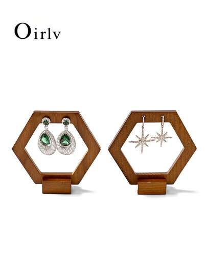 Oirlv 1 قطعة حامل أذرع خشبي صلب لعرض وتخزين أقراط المرأة، رف لتعليق وعرض أقراط الأذن