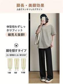 ハイウエストマタニティワイドレッグパンツ - 調節可能なゴムウエストのゆったりマタニティパンツ、産前産後兼用、ヨガやカジュアルに最適な九分丈スポーツパンツ（ハイウエストワイドレッグ、春夏秋に適しています） - ブラック - チェックする 7