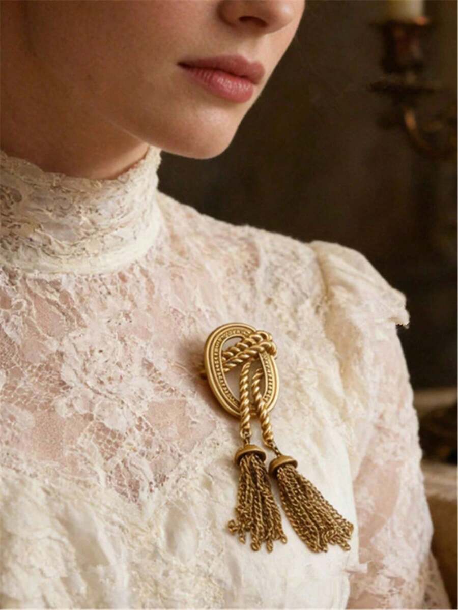 1枚复古创意奢华胸针，服装徽章配饰礼品 - 金合金材质，优雅高端装饰，适用于外套、连衣裙、珠宝礼品、服装配饰，做工精湛 - 穗 - 查看 1