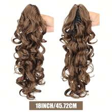 Extensión de cola de caballo sintética resistente al calor, con ondas profundas y rizadas, de 18 pulgadas de largo, con pinza de garra, adecuada para uso diario de las mujeres - Multicolor - Ver 5
