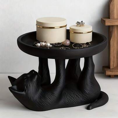 1个3D打印首饰盒收纳盒，可爱猫咪造型首饰托盘，钥匙架，新颖设计，适用于家居首饰、手表、化妆品收纳，桌面整理，生日礼物，节日装饰，护肤品展示，首饰收藏，个性装饰，趣味设计，时尚收纳盒，轻巧托盘，装饰托盘，多功能托盘，首饰收藏家，家居收纳