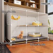 3-Tier Large Space Cat Cage With Litter Box Area, Removable Tray, Suitable For Multi-Cat Households, DIY Metal Cat Villa - Multicolor - View 1