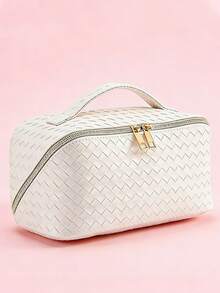 1个PU皮革旅行化妆包，化妆品收纳袋，洗漱包，可收纳护肤品、化妆品、刷子、粉饼、口红等，适合海滩、学校、浴室、假期、情人节、圣诞节等场合，是送给妈妈、家人、朋友、学生的理想礼物，也是秋季旅行的必备品。 - 棕色 - 查看 17