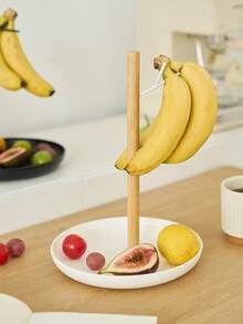 Modern White And Natural Wood ABS Fruit Basket Rack With Hanging Banana Holder - Multi-Tier Kitchen Storage Rack, Space-Saving Vertical Organizer For Living Room, Dining Room, Tabletop - Fruit-Shaped Design, Rounded Corner Decorative Fruit Display Rack, Ideal For Small Spaces (Easy Assembly) - Stylish And Practical, Can Store Bananas, Apples, Oranges And Other Fruits - Minimalist Decor - Multicolor - View 5