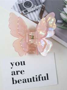 1个可爱蝴蝶亚克力发爪，复古宫廷风派对优雅双层翅膀精致优雅发饰，时尚发夹，优雅发卡，女士发卡 - 彩色 - 查看 4