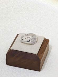 1pc Shiny Round Open Ring, Suitable For Daily Wear, Dates And Gifts - Silver - View 2