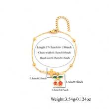 1pc Fashion Classic Cross Initial Cherry Pendants Golden Stainless Steel Bead Chain Bracelets For Women - Yellow Gold - View 2
