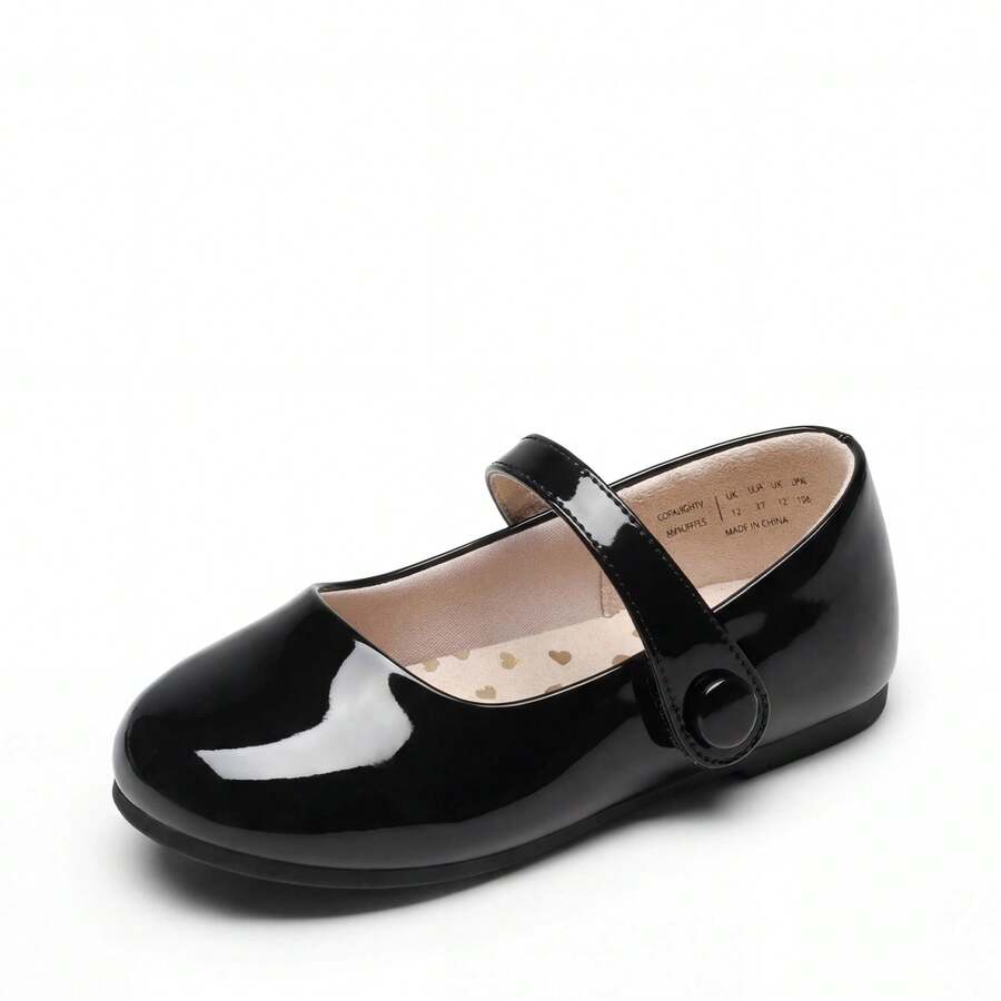 Toddler Little Girls Ballet Flats - Mary Jane Dress Shoes With Round Toe, Comfortable Wedding & Flower Girl Shoes - 黑色 - 查看 1