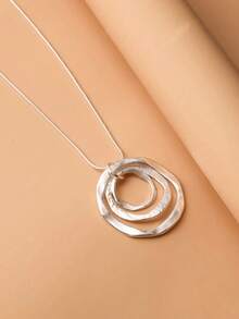 1pc Women's Fashionable Alloy Necklace, Suitable For Daily Wear - Silver - View 3