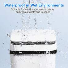4 Gallon Touchless Motion Sensor Trash Can With Sealed Lid Slim Narrow Design Quiet Operation Waterproof Garbage Bin For Bathroom Bedroom Kitchen Office - 白色 - 查看 2