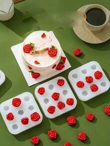 1pc Rose Flower Silicone Mold, Baking Tool For 9-Cavity Chocolate, Cake, Fondant - View 1