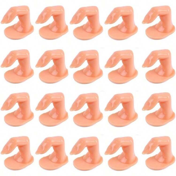 亚克力美甲练习手指，凝胶美甲训练手指，美甲装饰训练手指，带指甲的塑料假手指，指甲木棉签清洁棒 - 彩色 - 查看 1