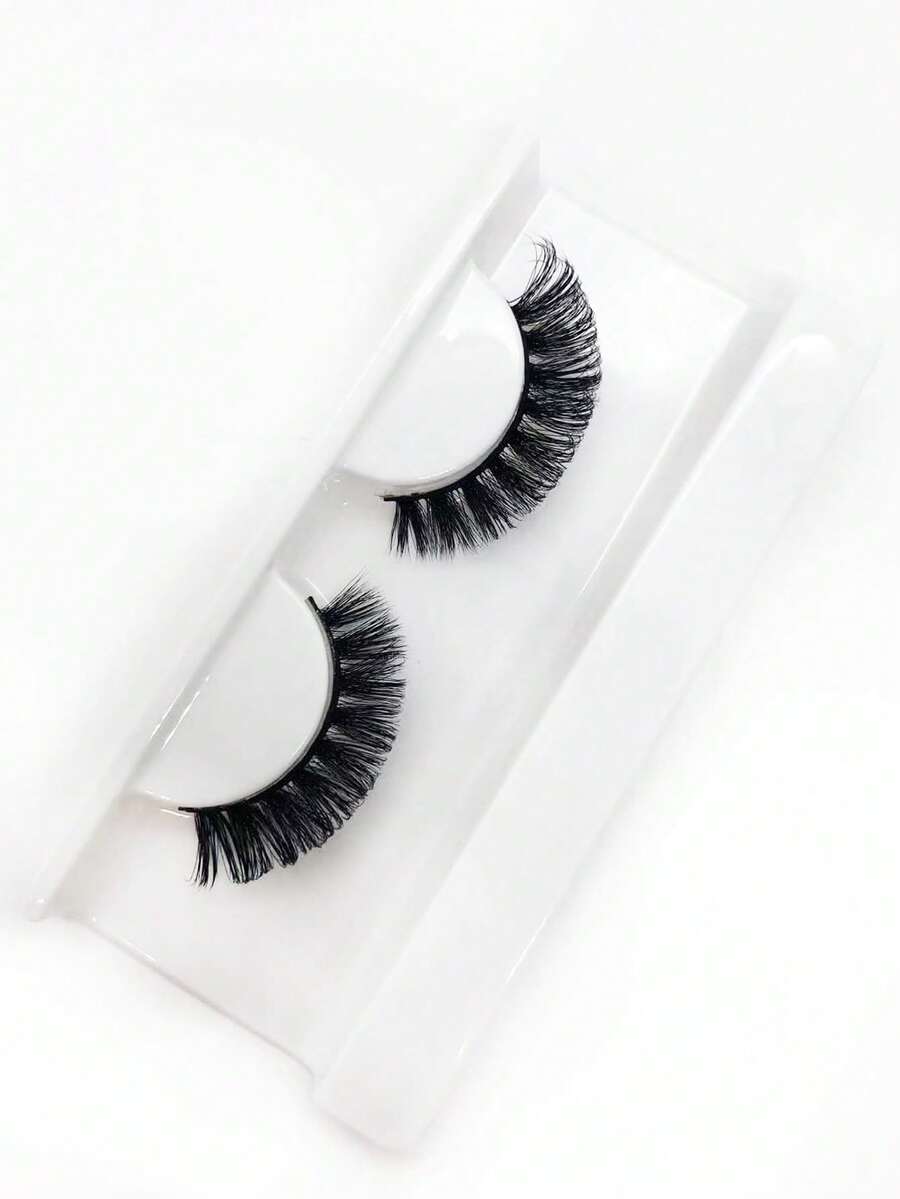 1 Pair Natural Long Eyelashes - Black - View 1