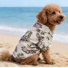 Camisa para perro, ropa para perro, estampado de playa de caniche de manga corta, ropa para mascotas, ropa ligera y transpirable para mascotas - Albaricoque - Ver 1
