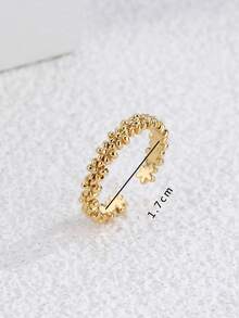 1 pieza Anillo abierto minimalista chapado en oro de 18K para mujer - Anillo de flor dorada - Ver 3