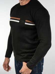 Men's Sweater Round Neck Men's Sweaters Knit Long Sleeve Old Money Men's Clothing Winter Elegant Work Out Party Casual - 黑色 - 查看 4