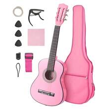 Konzertgitarre, 780 mm Holz-Klassikgitarren-Starter-Set für Anfänger, mit Nylonsaiten, Gigbag, Gurt, Stimmgerät, zusätzlichen Saiten, Plektren, Kapodaster, Linde, für Einsteiger, Studenten, Pink - 780 mm (Rosa) - Übersicht 8