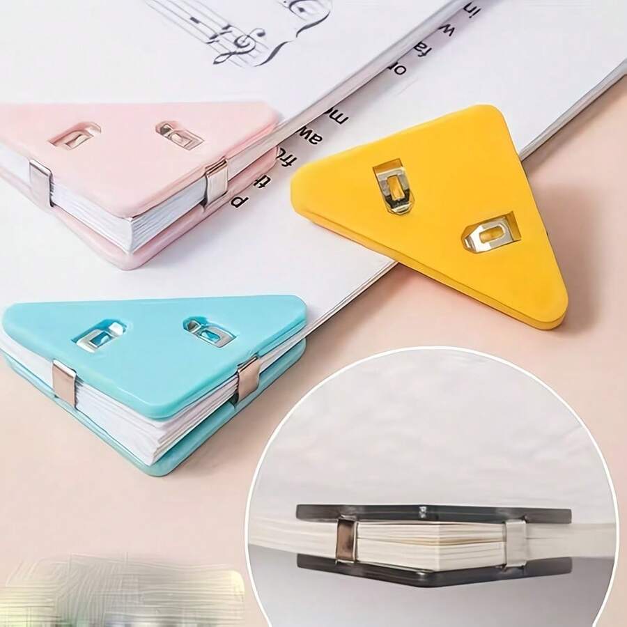 1pc Durable PP Material Corner Clip File Folder, Anti-Curl Page Clip, Multi-Color Options, Space-Saving Tri-Fold Clip Suitable For Books, Notebooks, Documents, Great For Office, Library And School Use, Office Supplies | Modern File Folder, Suitable As Holiday Gift For Wife And Mother [Random Style And Color Sent]