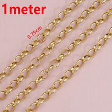 1m Stainless Steel Gold Oval Chain, Wide Cross Chain Suitable For DIY Necklace, Bracelet, Jewelry Making - Chain - View 9