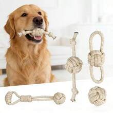 Đồ chơi gặm bằng dây thừng tự nhiên cho chó (4/5 món) - Phù hợp cho chó nhỏ, vừa và lớn. Đồ chơi gặm răng tương tác bền chắc với bề mặt nhám và cấu trúc chắc chắn. Phù hợp cho thú cưng năng động. Đồ chơi cho chó vừa, chó nhỏ, chó lớn, đồ chơi dây thừng. - Màu be - Xem 8