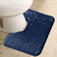 1pc/3pcs Navy Stone Texture Embossed High Resilience Absorbent Anti-Slip Bathroom Floor Mat, Single Or 3-Piece Set, Bathroom Decor Rug Floor Carpet Outdoor Rug Door Mat Fall Decor Bathroom Accessories Back To School Entryway Decor - Navy Blue - View 16