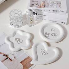 6-Inch/8-Inch Jewelry Tray, Ceramic Makeup Storage Dish, Jewelry Organizer Plate, Small Space Organizing Plate, Photography Prop Plate, Cake & Dessert Plate - White - View 2
