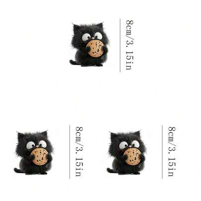 1 Stück/2 Stücke/3 Stücke süßer schwarzer Katzen Keks Bügelbild Patch, DIY Accessoire geeignet für T-Shirts, Jeans, Pullover, Taschen, Kissen