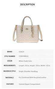Coach Mollie Printed Women's Single Shoulder Crossbody Handbag CV965IMXU5 - 粉筆白色CV965IMXU5 - 查看 8